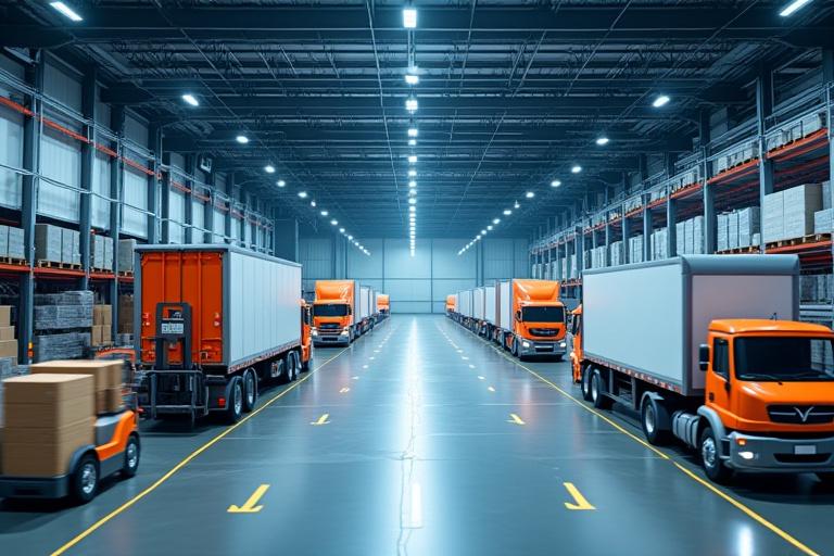 물류창고와 배송 트럭